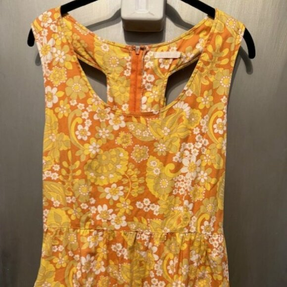 Retro Vintage Racerback (with Mini Bows) Mod Floral late 60s/ 70s Mini Dress - Picture 4 of 16